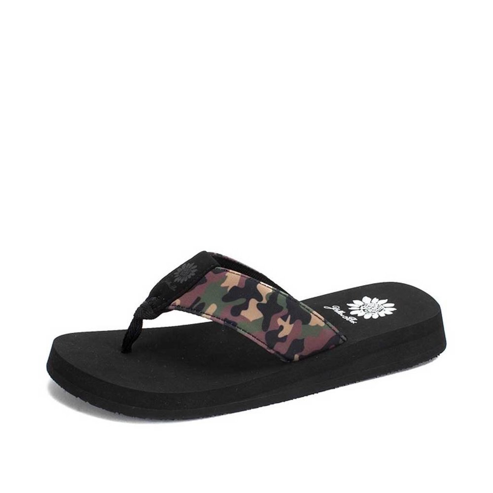 YELLOW BOX FILOMENA CAMO Flip Flop sandals medium width width new in box